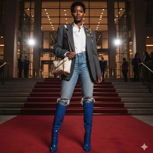 VINTAGE MEN’S OVERSIZED WOOL BLAZER W/ VINTAGE BROOCHES